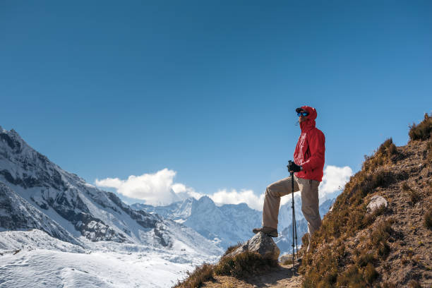 istock Trekker in Khumbu valley on a way to Everest Base camp 846002714