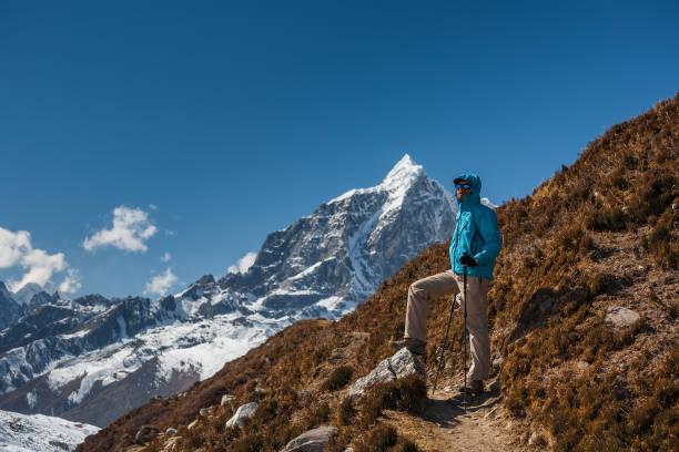 istock Trekker in Khumbu valley on a way to Everest Base camp 846002742