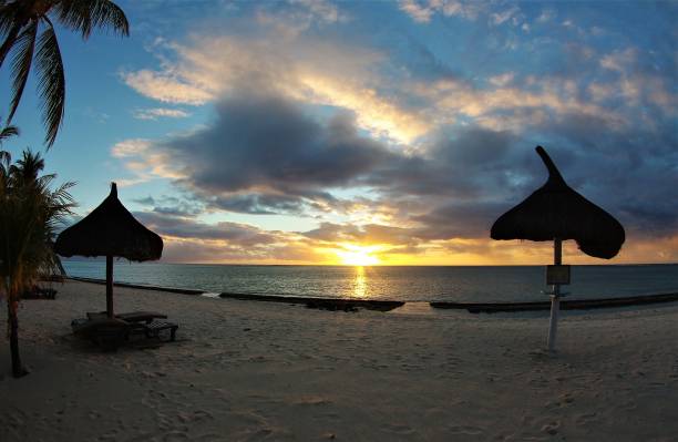 istock Deserted Tropical Beach at Sunset - Le Morne, Mauritius 846006458