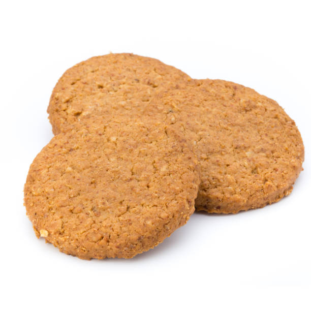 istock Stacked short pastry cookies isolated on white background. 846007032