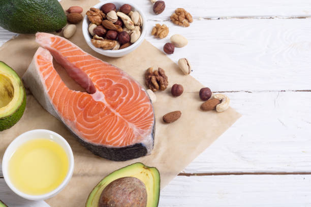 istock Healthy food vegetables , nuts and salmon 846010716