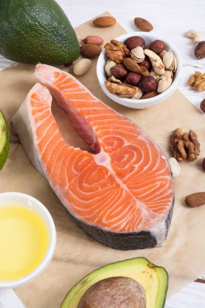 istock Healthy food vegetables , nuts and salmon 846010726