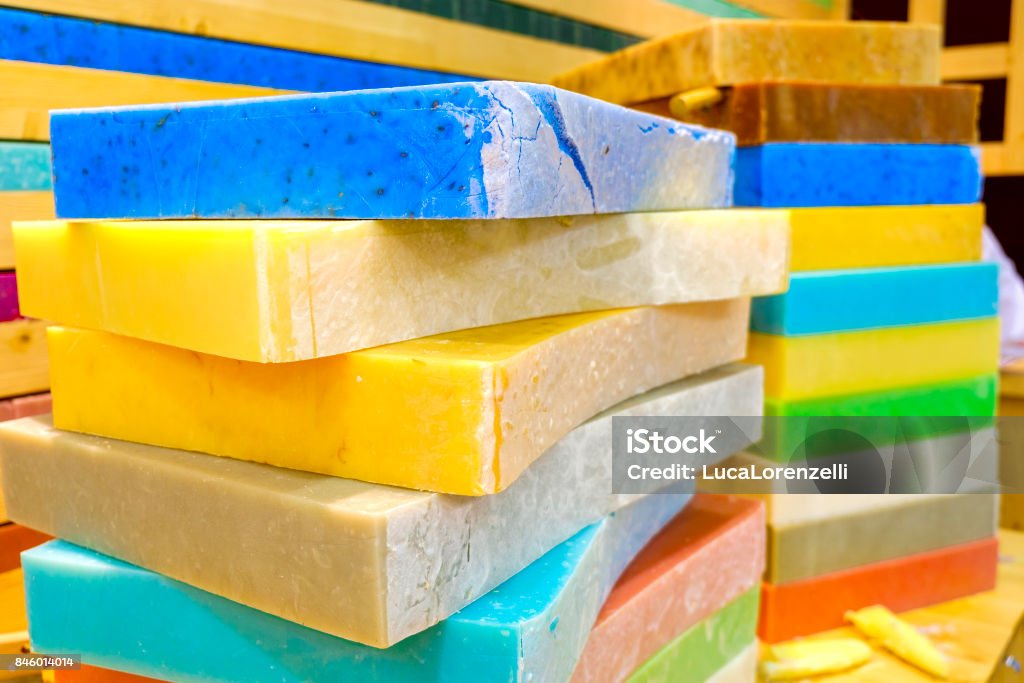 soap bars big blocks colorful Backgrounds Stock Photo