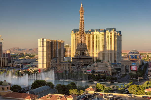 Las Vegas, USA - July 24, 2016: The famous Las Vegas Strip with the Bellagio Fountain Show.