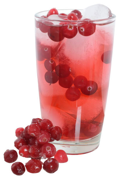 cocktail with cranberry juice and ice cubes isolated - cranberry juice imagens e fotografias de stock