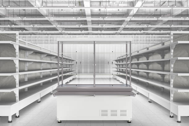 istock Empty refrigerated display of food service counter 846021530