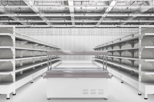 istock Empty refrigerated display of food service counter 846021624