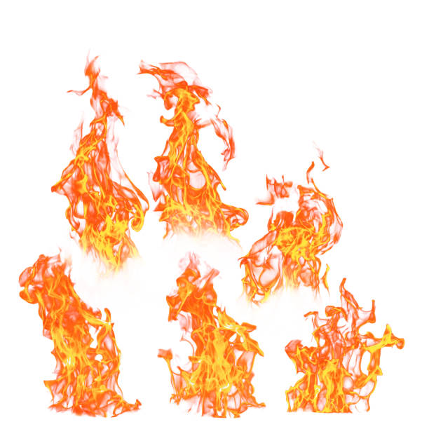 istock Fire flame isolated set on white background - Beautiful yellow, orange and red and red blaze fire flame texture style. 846021986
