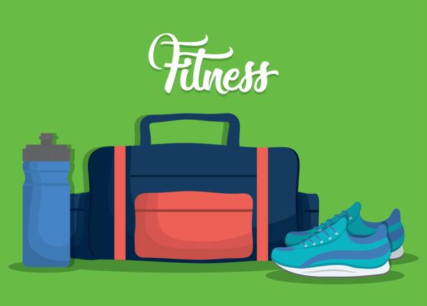 ilustrações de stock, clip art, desenhos animados e ícones de fitness lifestyle design - gym bag