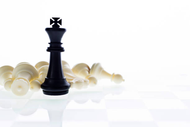 Black king standing on the chess board