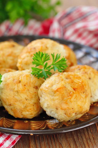 istock Chicken meatballs with rice and vegetables 846040374