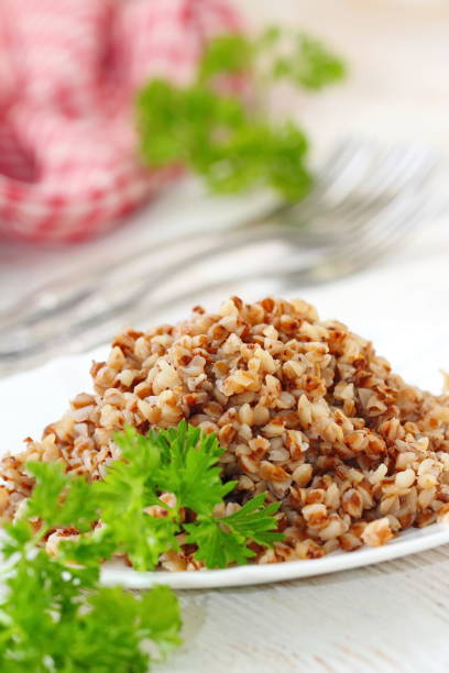 istock Buckwheat on a plate and fresh vegetables 846040566