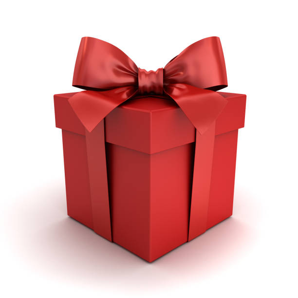 istock Red gift box or red present box with red ribbon bow isolated on white background with shadow and reflection . 3D rendering 846040968