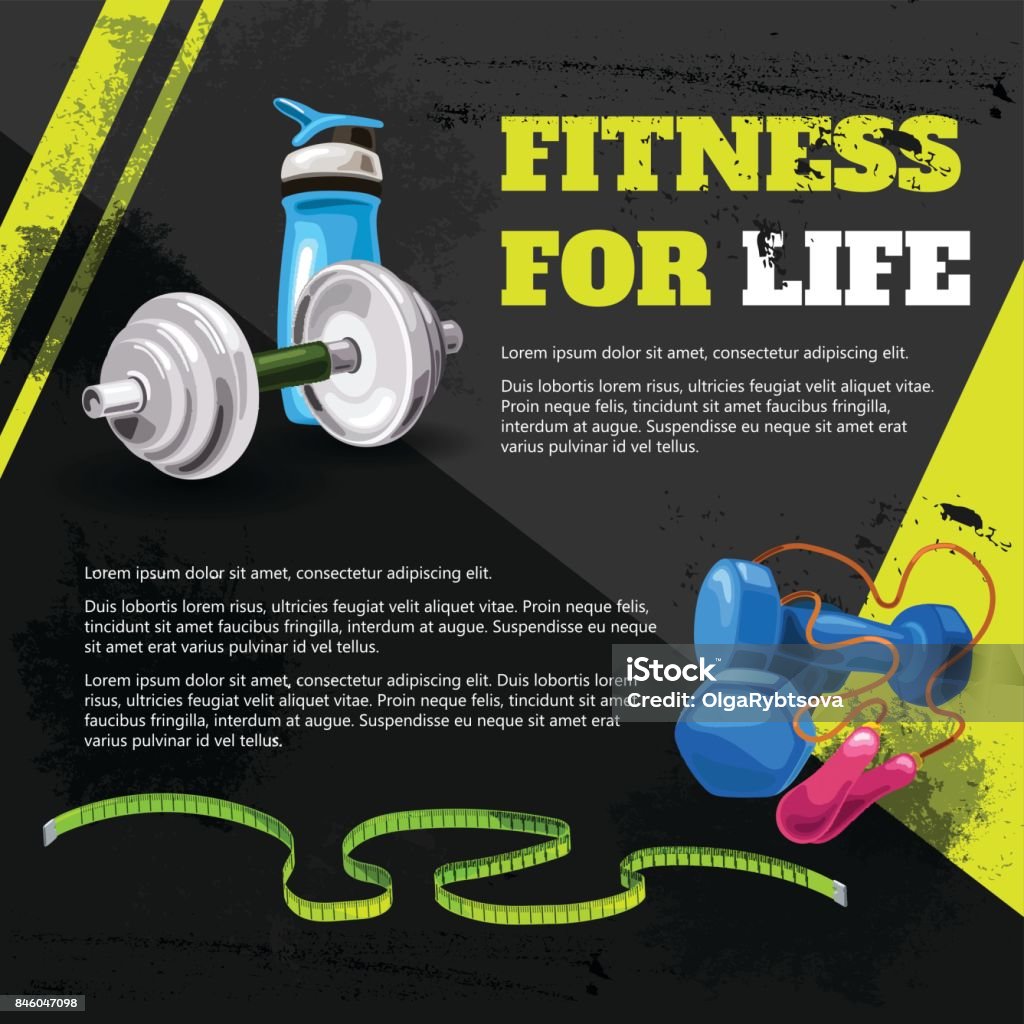 Fitness for life Poster fitness for life in the grunge style Exercising stock vector