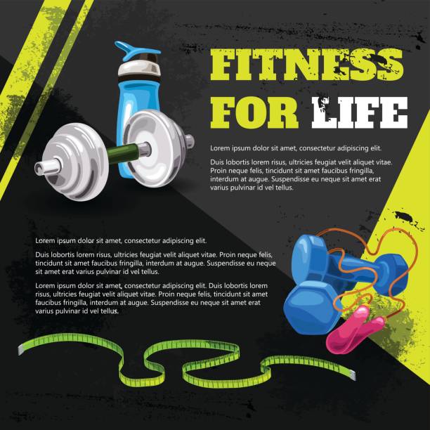 Fitness for life Poster fitness for life in the grunge style exercise background stock illustrations