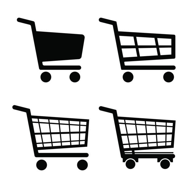 shopping warenkorb-icon set symbol isoliert auf weißem hintergrund. vektor-illustration. - shopping stock-grafiken, -clipart, -cartoons und -symbole