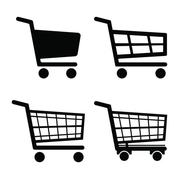 Vector illustration of Shopping Cart Icon set icon isolated on white background. Vector illustration.