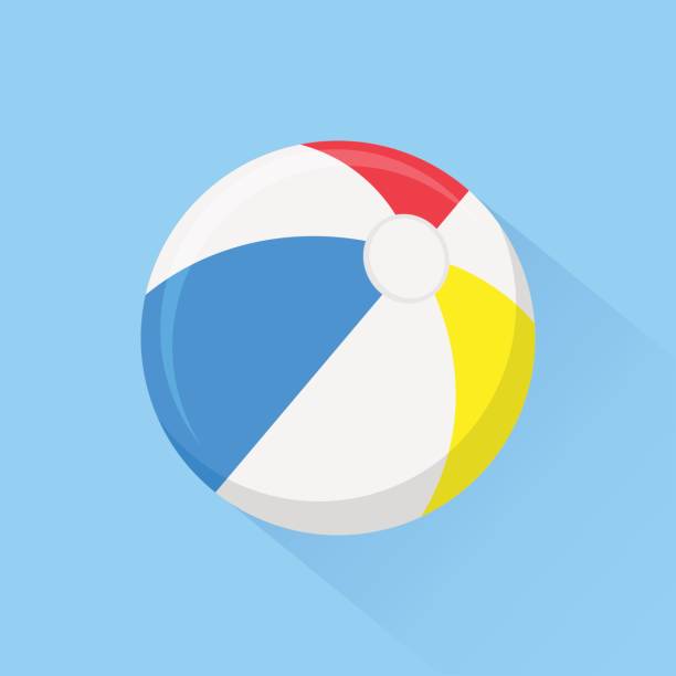 Beach ball flat icon with long shadow isolated on background. Vector illustration. Beach ball flat icon with long shadow isolated on background. Vector illustration. Eps 10. beach ball stock illustrations