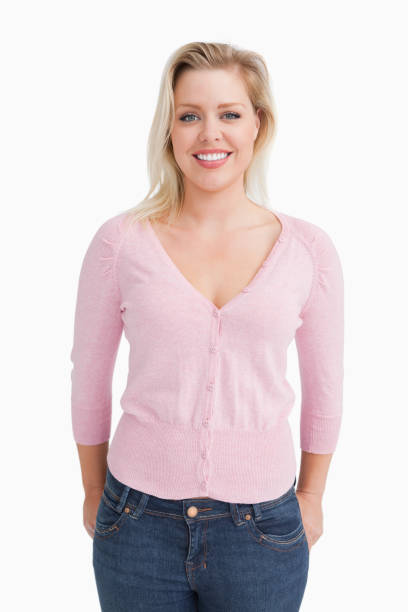 istock Joyful blonde woman placing her hands in her pockets 846068434