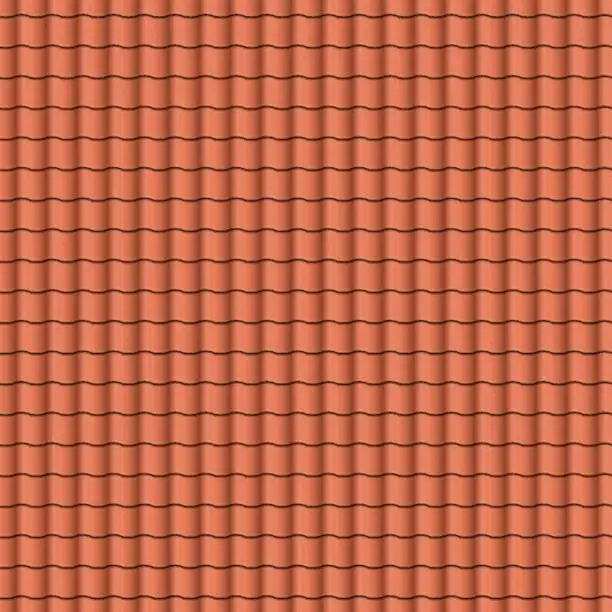 Vector illustration of Red roof tiles background texture in regular rows.Seamless pattern. Vector illustration.