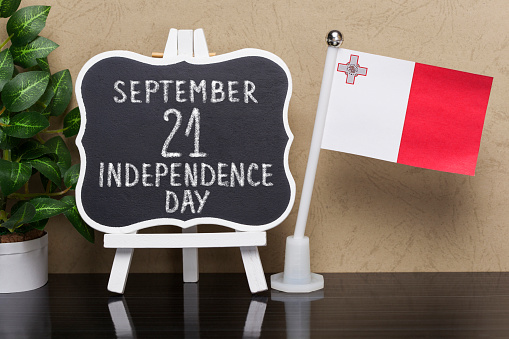 Blackboard with text ,,September 21 Independence Day 