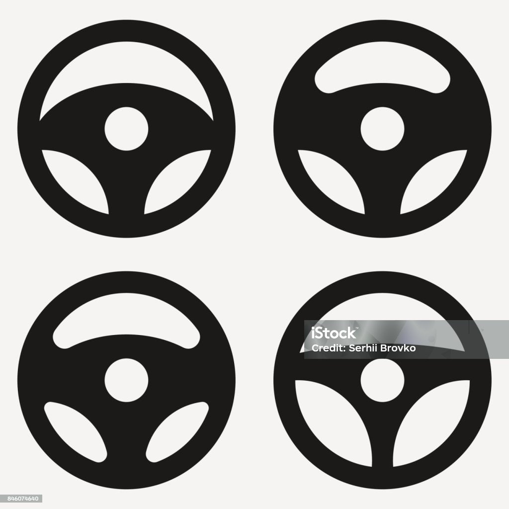 Sey of Car wheel icon. Collection Car rudder emblem icon isolated on white background. Vector illustration. Sey of Car wheel icon. Collection Car rudder emblem icon isolated on white background. Vector illustration. Eps 10. Steering Wheel stock vector