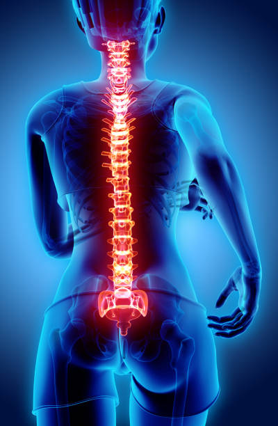 istock 3d illustration - woman running pose spine. 846075148