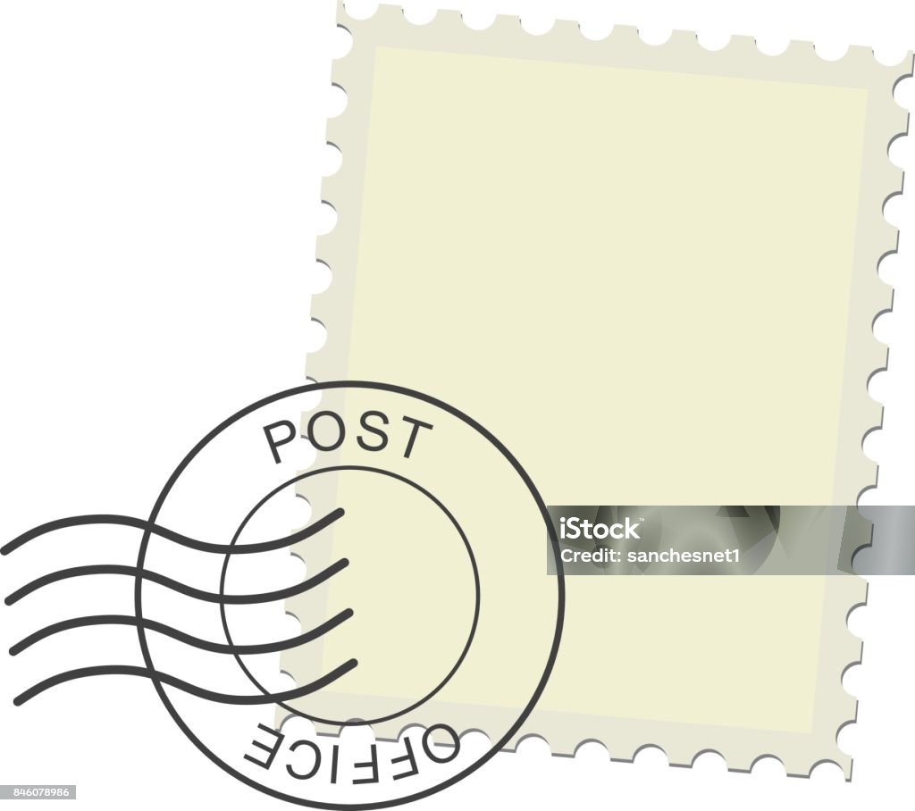 Postage Stamp Postage stamp and postmark. Realistic isolated vector illustration on white background. Postmark stock vector