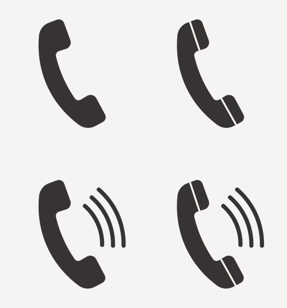 zestaw ikony słuchawki izolowanej na tle. ilustracja wektorowa. - phone stock illustrations