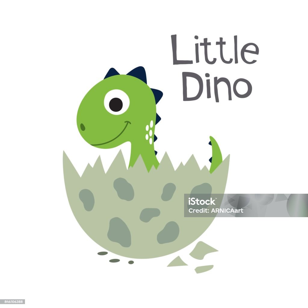 Cute dino illustration Cute cartoon dino vector illustration. Little dino Dinosaur stock vector