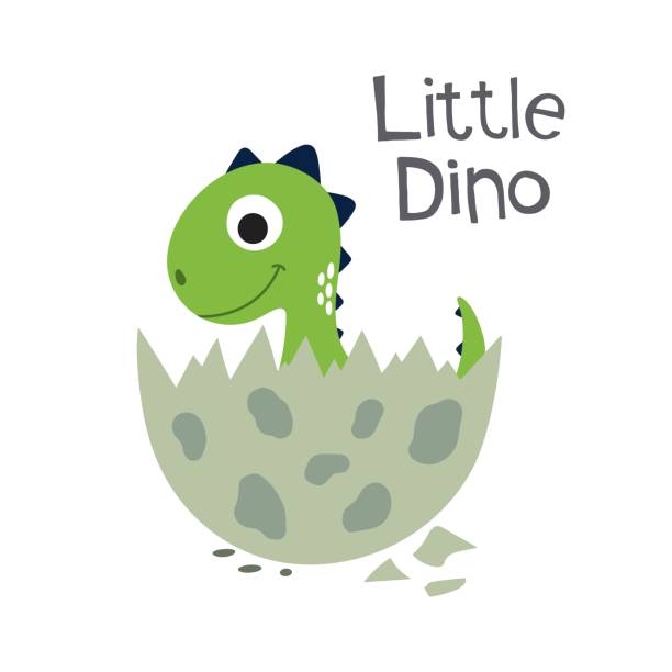 Cute dino illustration Cute cartoon dino vector illustration. Little dino ornithischia stock illustrations