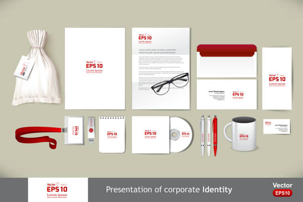 макет шаблона канцелярских принадлежностей. документация для бизнеса. - identity advertise business card id card stock illustrations