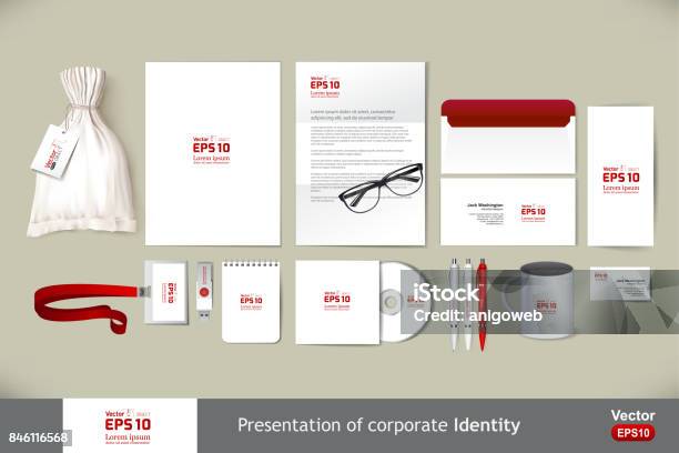 Stationery Template Mockup Documentation For Business Stock Illustration - Download Image Now