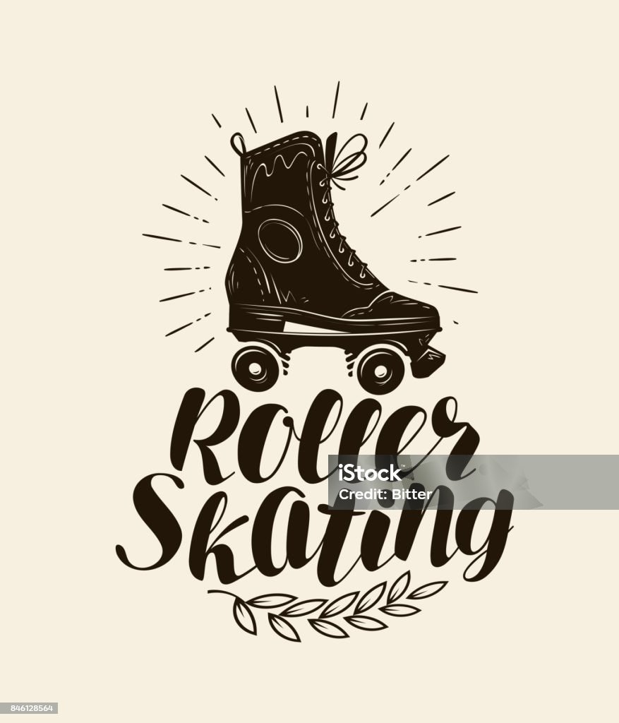 Skating Lettering Roller Skating Lettering Vintage Vector Illustration Stock Illustration ...