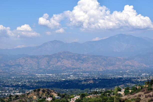 A Cloud's Shadow Falls on the San Gabriel Valley stock photo