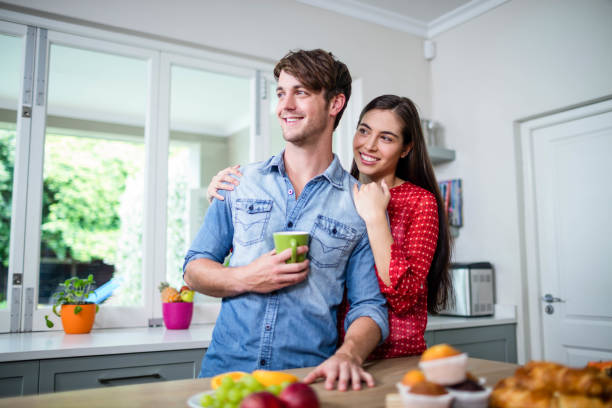 istock Happy couple having breakfast together 846147710