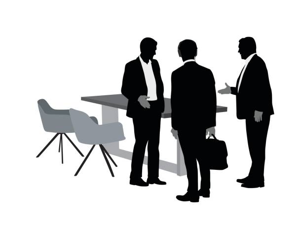 ordentlich angebote - silhouette financial advisor desk business stock-grafiken, -clipart, -cartoons und -symbole