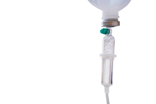 istock Medical intravenous IV drip isolated on white background 846158232