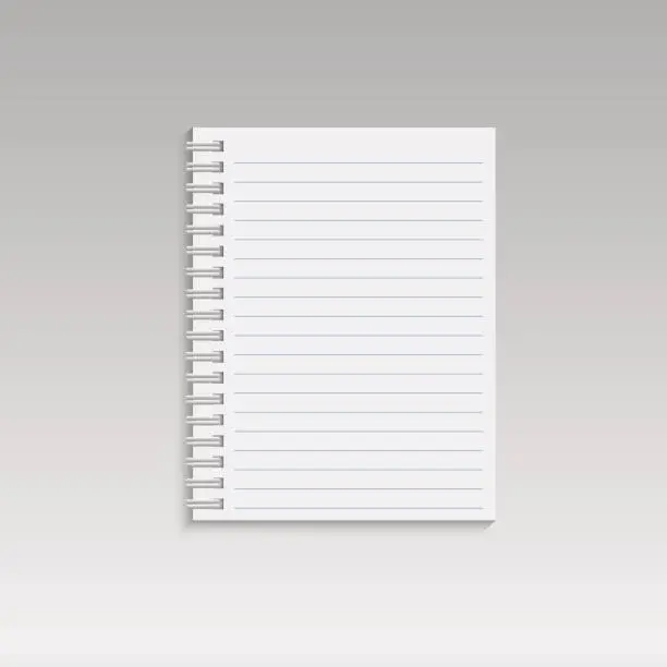 Vector illustration of Spiral notepad with lines. Vector.