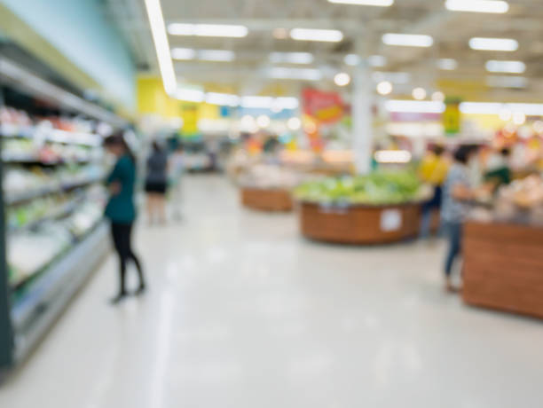 istock Grocery store blur background with customers 846169010