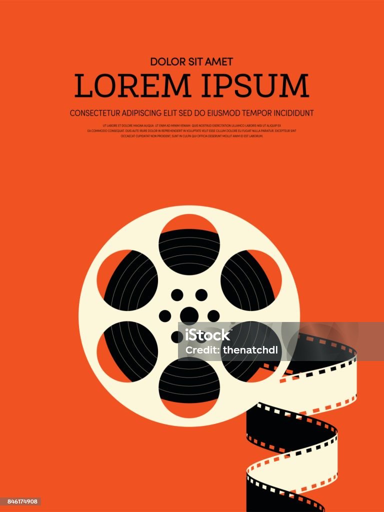 Movie and film modern retro vintage poster background Movie and film modern retro vintage poster background. Design element template can be used of backdrop, brochure, leaflet, vector illustration Film Reel stock vector