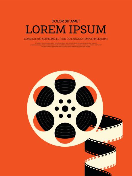 Movie and film modern retro vintage poster background Movie and film modern retro vintage poster background. Design element template can be used of backdrop, brochure, leaflet, vector illustration film reel stock illustrations