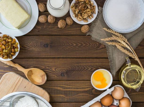 istock Baking cake in rural kitchen, dough recipe ingredients. copyspace 846182434