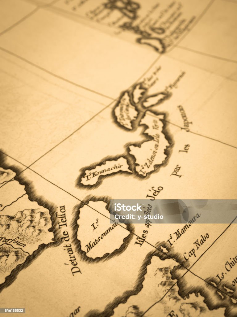 Old Map Kuril Islands Map Stock Photo