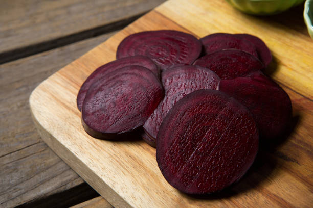 istock Slice of beetroots on chopping board 846185736