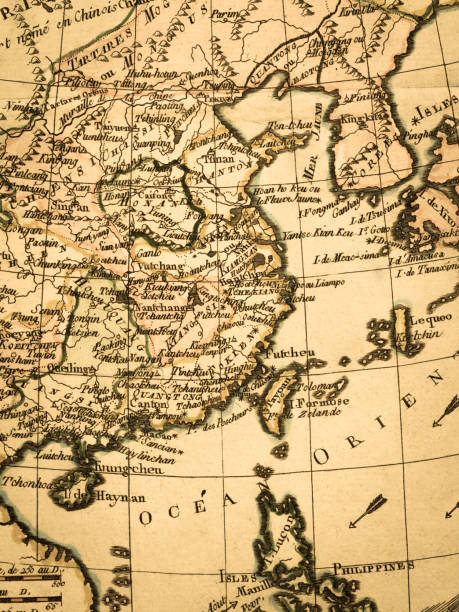 mapa antigo do sudeste da ásia - philippines map retro revival cartography - fotografias e filmes do acervo