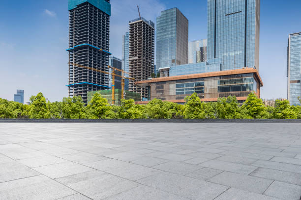 istock Empty floor with modern business office building 846205150