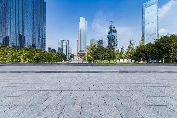 istock Empty floor with modern business office building 846205560