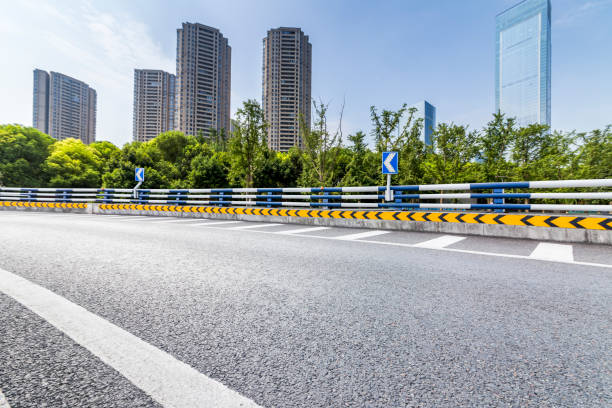 istock Empty Road with modern business office building 846205718