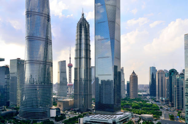 Shanghai's lujiazui financial district and skyscraper at sunset, China.